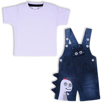 Wish Karo Baby Boys Tshirt and Dungaree Clothing Set(btp4042) (912 Months, White)