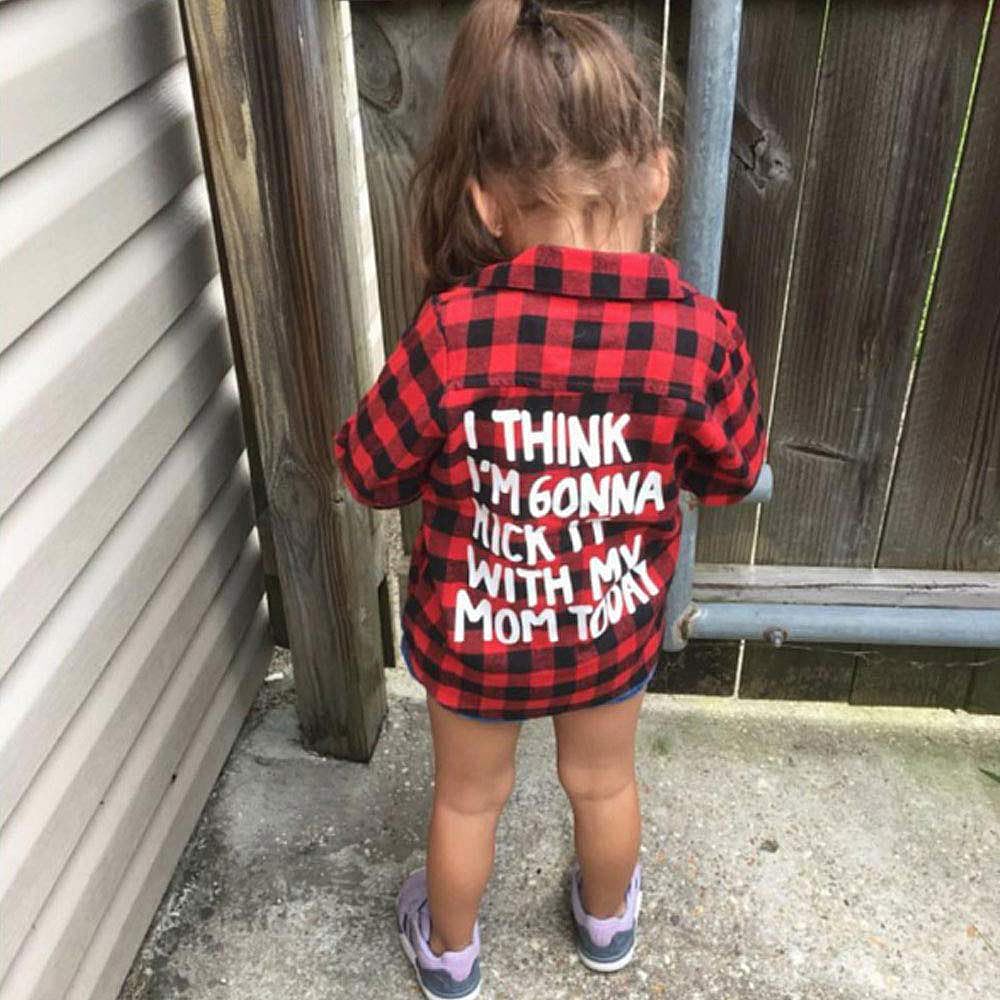 Toddler Long Sleeve Shirt Baby Boy Girl Plaid Top For Toddler Spring Winter Coat For Kid (Red Plaid, 3-4 T)