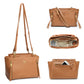Miss Fong Brown Diaper Bag Purse, Small, Crossbody, Eco Pu Leather, 9 Pockets, Insulated, Unisex-Adults
