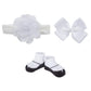 Little Me Baby Girl Booties W/Head Wrap And Grosgrain Bow Clip Set, White, 0-12 Months