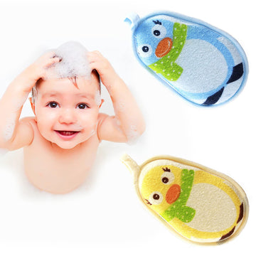 Hokoad Baby Bath Sponge, 2 Pack Cartoon Animal Style Baby Sponge For Bathing, Infants Bath Sponge Ultra Soft & Absorbent Natural