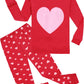 Kids Girls Pajamas Long Sleeve Heart Shape Print Sleepwear Toddler 2 Pieces Cotton Pjs For Girls Valentine'S Day Clothes Childre