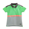 Cherry Crumble Green Grey Cut & Sew Cotton Blend Short Sleeves Polo Neck Casual Wear Regular Fit Summer Tshirt For Boys