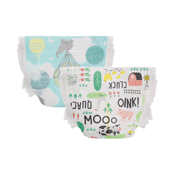 The Honest Company Clean Conscious Diapers | Plant-Based, Sustainable | Above It All + Barnyard Babies | Club Box, Size 1 (8-14