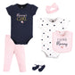 Hudson Baby Unisex Baby Cotton Layette Set, Girl Mommy Pink Navy, 9-12 Months