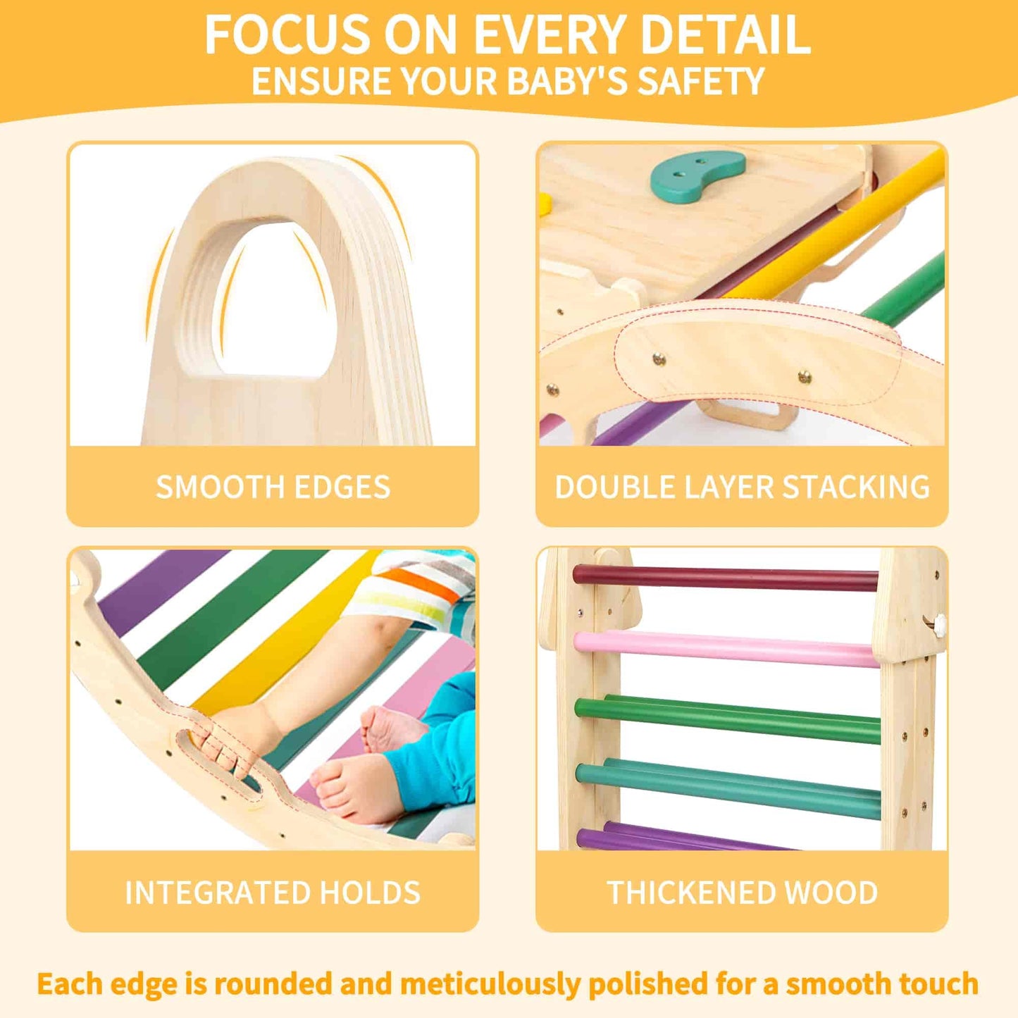 7In1 Extra Large Pikler Triangle Set, Indoor Climbing Toys For Toddlers, Foldable Wooden Montessori Climbing Set With Arch, Ramp