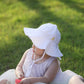 Dasmini Baby & Toddler Wide Brim Sun Hats Upf 50+ Sun Protection Bucket Cap Cute Adjustable Hat(White+Sky,6-24M)