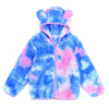 JESKIDS Toddler Girls Boys Fleece Hoody Jacket Zip Up Teddy Coat Warm Winter Outwear Blue Purple Tie Dye