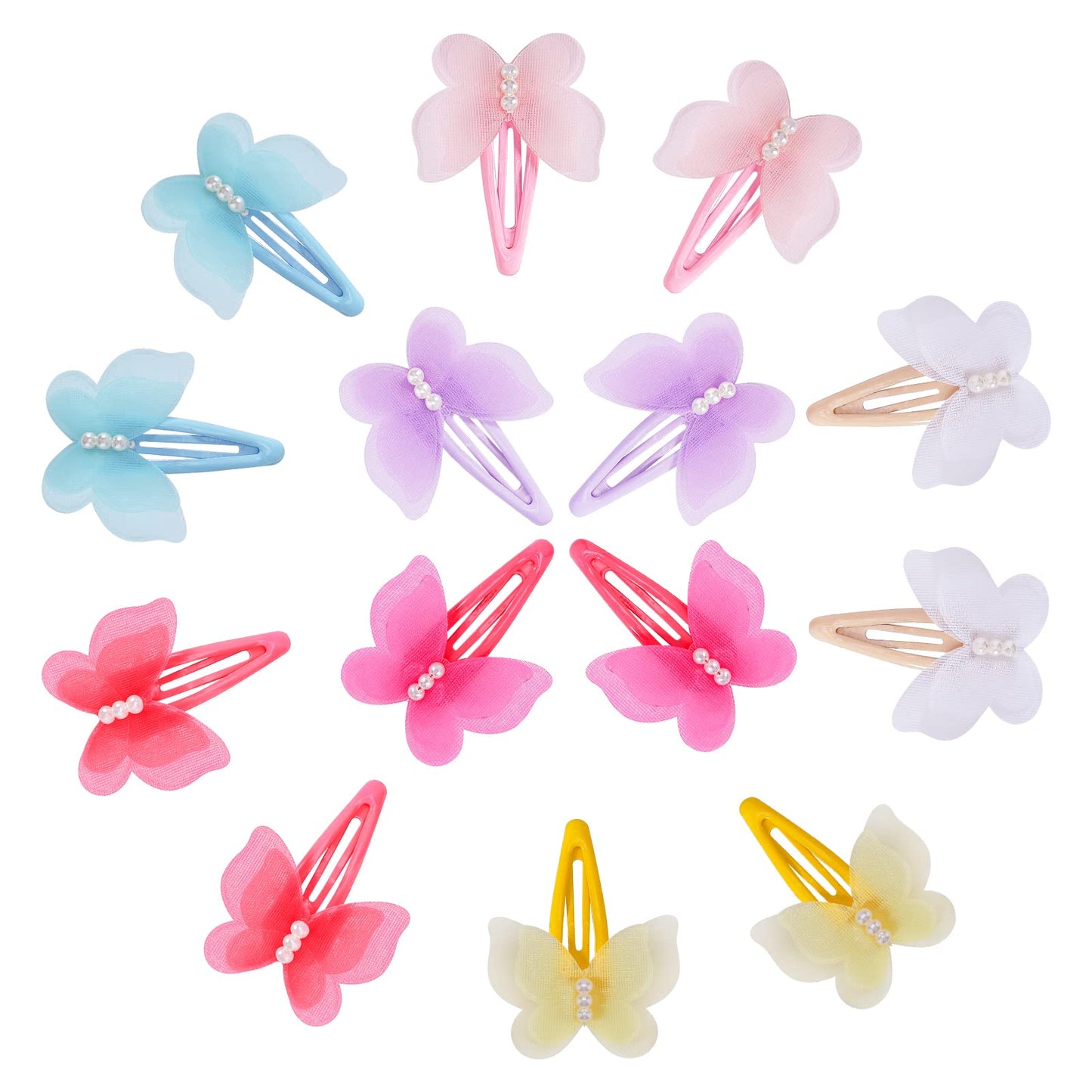 Baby Hair Clips Toddler,14 Pcs Baby Girl Chiffon Butterfly Clips,Girls Baby Barrettes,3D Butterfly Hair Accessories