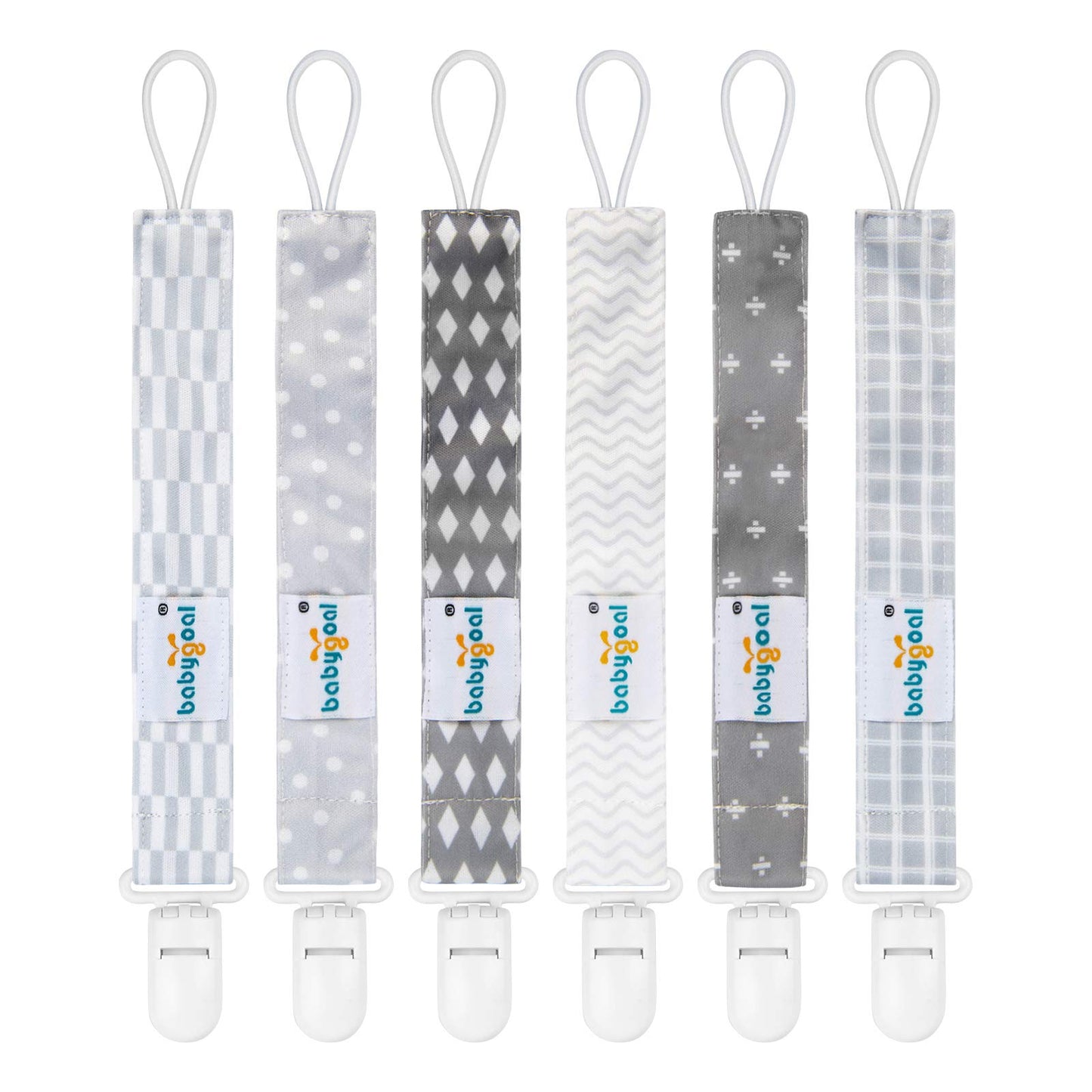 Babygoal Neutral Pacifier Clips, 6 Pack Binky Paci Holder And Leash For Boys And Girls Fits For Most Pacifier, Binkie Styles & B