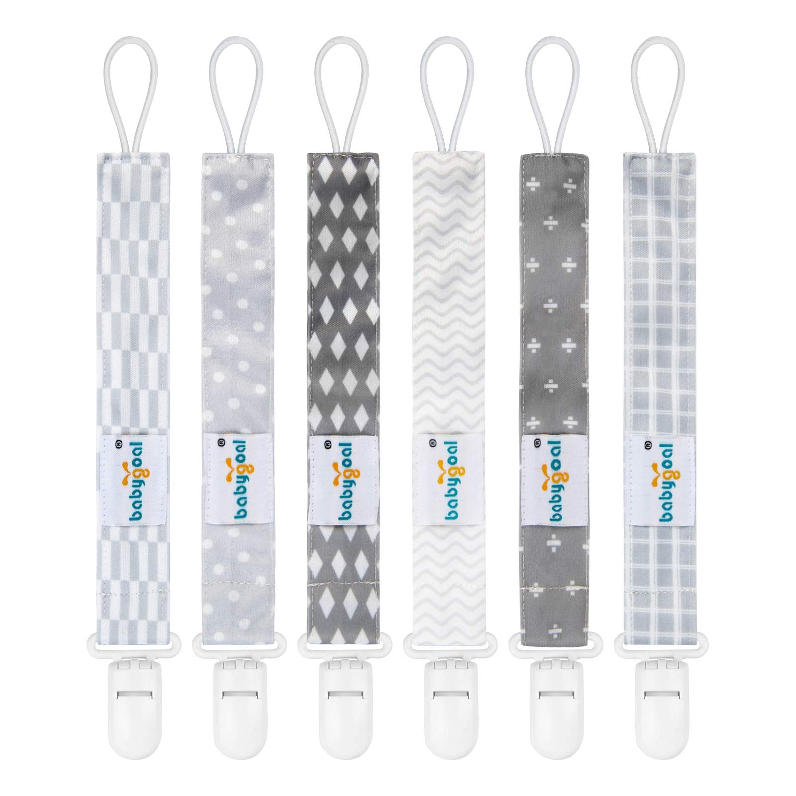 Babygoal Neutral Pacifier Clips, 6 Pack Binky Paci Holder And Leash For Boys And Girls Fits For Most Pacifier, Binkie Styles & B