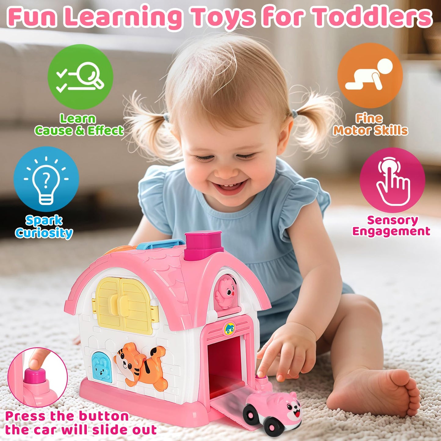 Montessori Toys for 1 Year Old Girls, Christmas First 1st Birthday Gifts for Girls, Musical Learning House Baby Toys for Ages 6