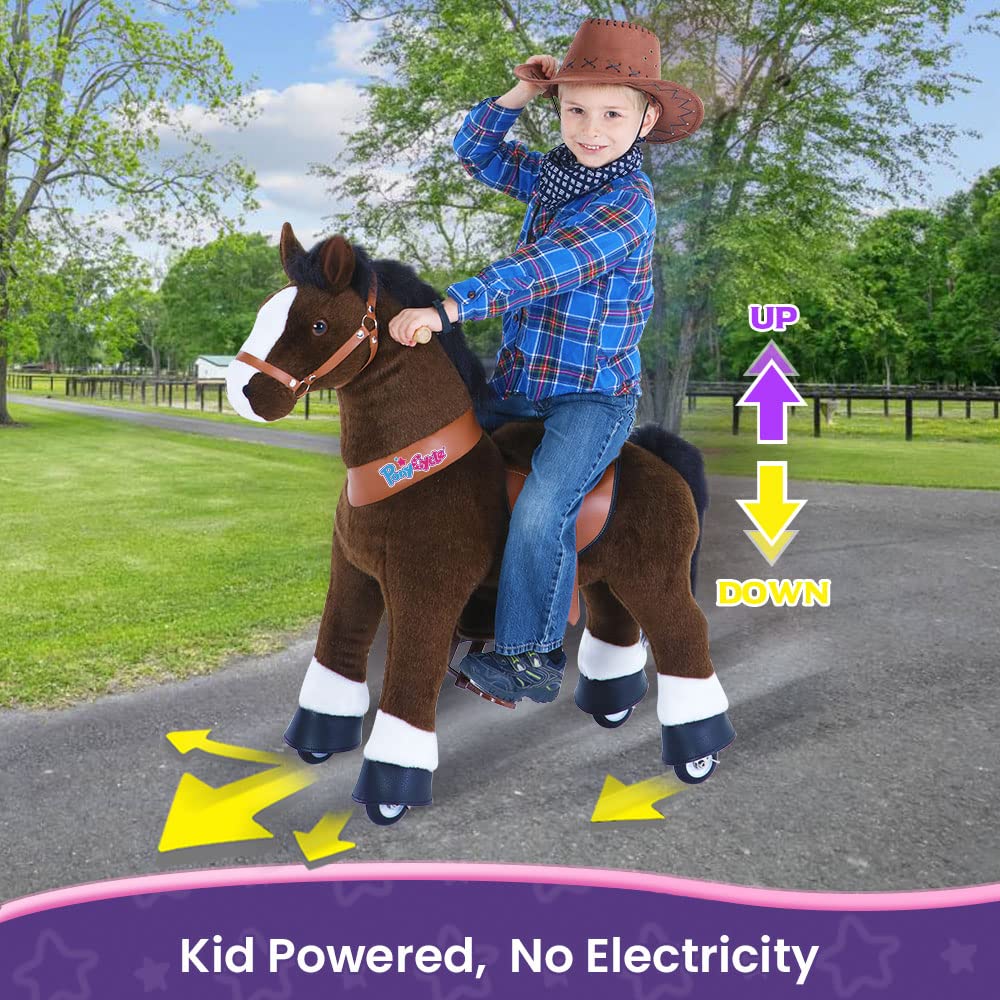 PonyCycle Ride on Horse Toy Walking Rocking Horses Classic Model U (with Brake/ 36 Height/Size 4 for Age 4-8 Boy Gifts) Ride Hor