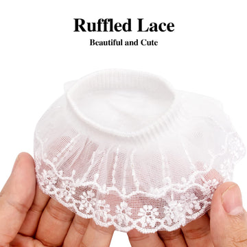 Looching 5 Pairs Toddler Baby Girls Ruffle Lace Trim Socks Eyelet Cotton White Frilly Ankle Soft Dress Socks Kids Princess Socks