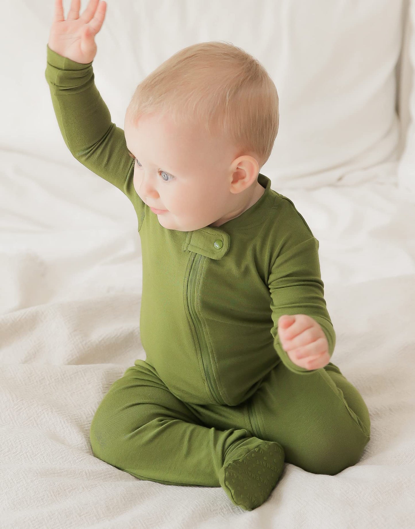 Vaenait Baby Toddler Boys Girls Solid Fotie Pajama Cozy Modal Olive 24M