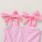Younger Tree Toddler Girls Two Pieces Swimsuit Color Block Stripe Swimwear Summer Beach Bathing Suit 18M-5T(Pink 4-5T)