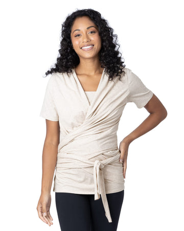 Kindred Bravely Organic Cotton Skin To Skin Wrap Top | Kangaroo Shirt For Mom And Baby (Oatmeal Heather, X-Large)