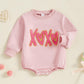 Fiomva Valentines Day Baby Girl Outfit Infant Bubble Romper Newborn First Valentine Outfits Toddler Sweatshirt Clothes (E Embroi