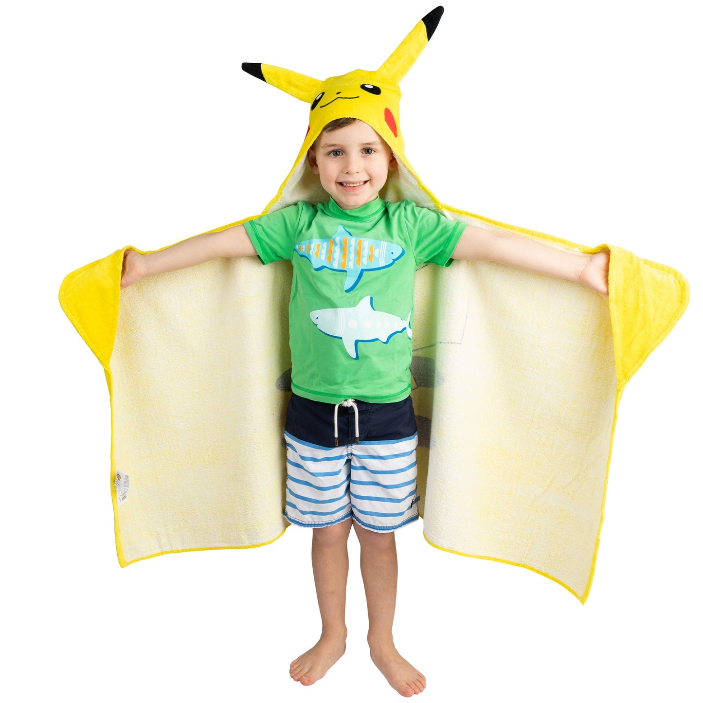 Pokemon Pikachu Bath/Pool/Beach Soft Cotton Terry Hooded Towel Wrap, 24' X 50', By Franco Kids