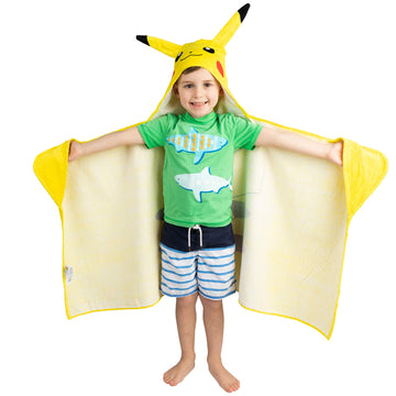 Pokemon Pikachu Bath/Pool/Beach Soft Cotton Terry Hooded Towel Wrap, 24' X 50', By Franco Kids