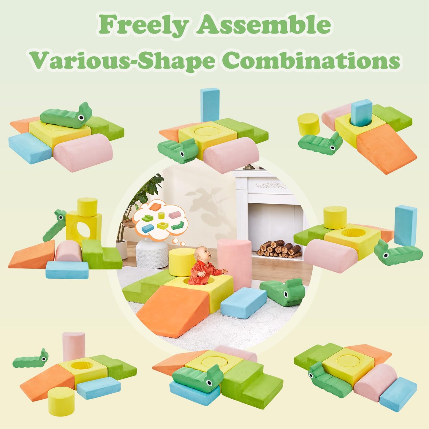 Climbing Toys For Toddlers, Toddler Climbing Toys Indoor, 7-Piece Soft Foam Climbing Blocks Set, Baby Climbing Toys, Toddler Pla