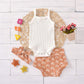 Easisim 3Pcs Newborn Infant Baby Girls Shorts Set Cotton Sleeveless Romper Bodysuit Shorts Headband Outfit Set (White Rainbow, 6