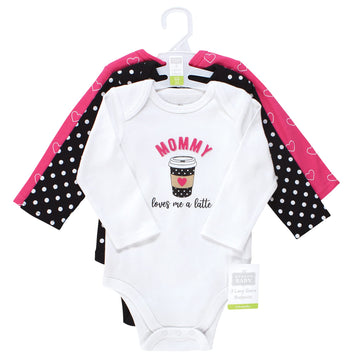 Hudson Baby Unisex Baby Cotton Long-Sleeve Bodysuits, Mommy Latte, 3-6 Months