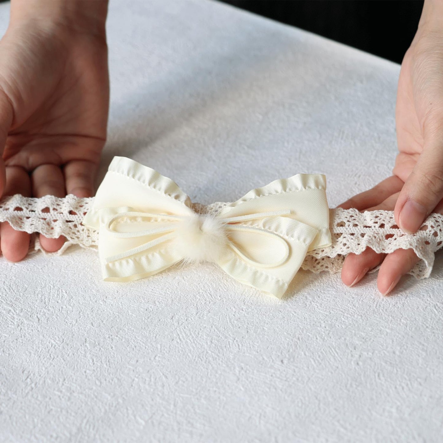 Ickeyou Lace Bow Baby Girls Headband Cute Floral Bow-Knot Hairband Soft Lace Newborn Infants Toddlers Kids Christening Baptism P