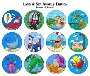 Kidswitch Light Switch Extender For Children - Land & Sea Animal Edition - 3 Count - Includes 12 Themed And 2 Blank Art Decals