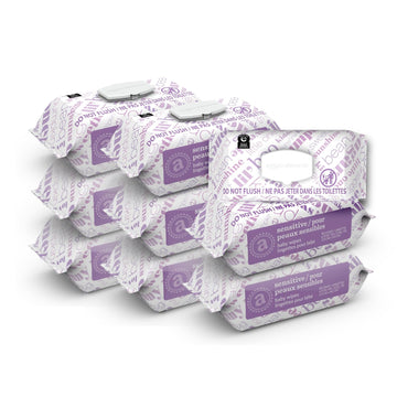 Amazon Elements Baby Wipes, Sensitive, 810 Count, Flip-Top Packs, Pack Of 9