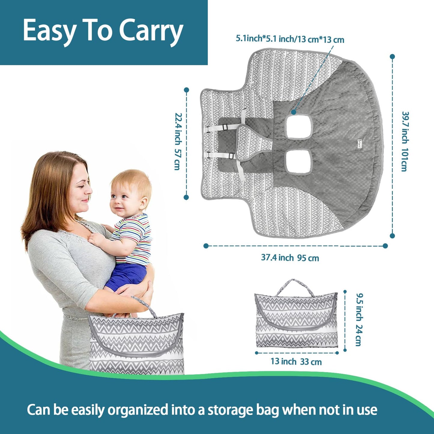 Babyezz Shopping Cart Cover For Baby Boy Or Girl, Soft Velvet Cart Cover For Babies, 2 In 1 Cotton High Chair Cover, Portable An