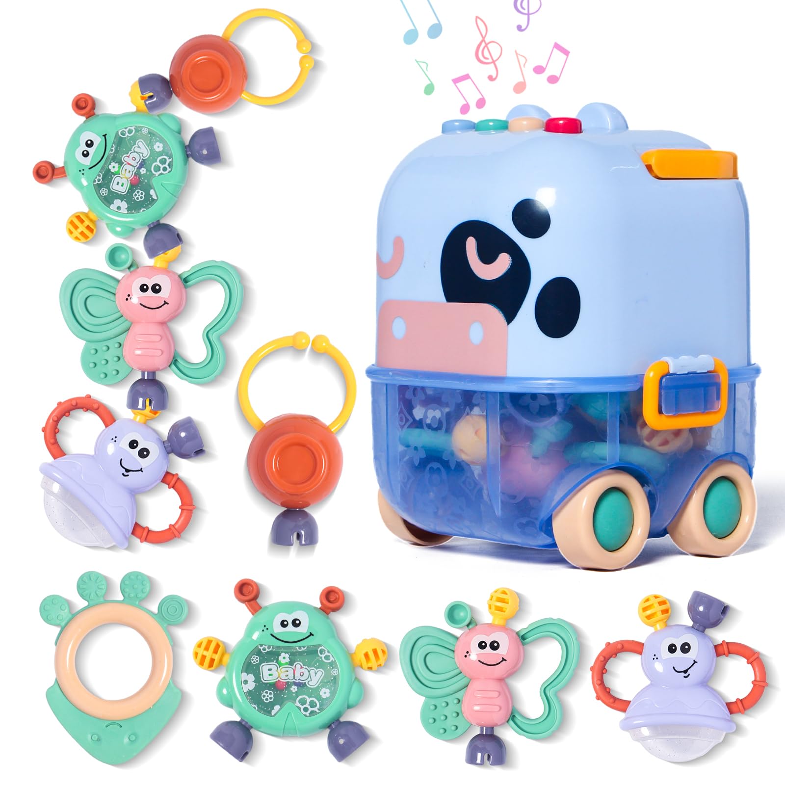 SUPVIB Baby Toys 0-6 Months, Infant Rattle Toys for Babies Teething, Baby Rattles 0-6 Months, Rattles Teethers for 0-3-6-12 Mont