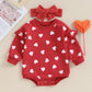 Fiomva Baby Girl Valentines Day Outfit Newborn Bubble Romper Infant Sweatshirt Onesie Toddler Heart Print Clothes (Q Valentines