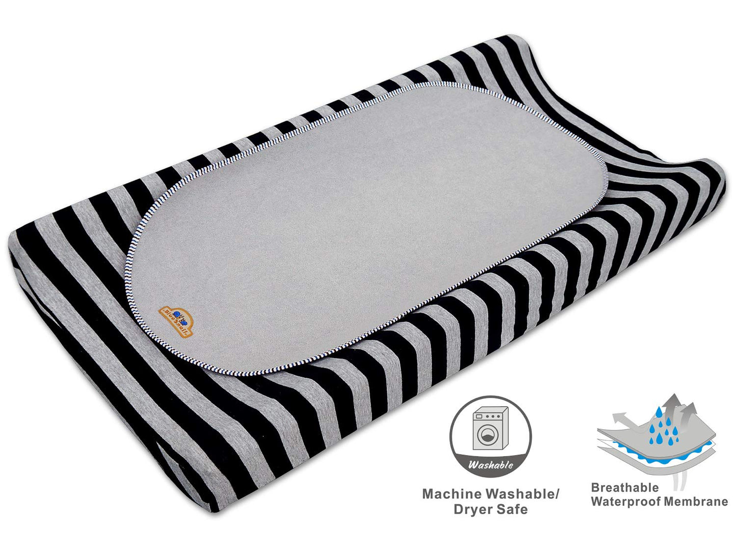 Bluesnail Waterproof Changing Pad Liners 3 Count (14'X26.5', Gray) Bassinet Pad Liner