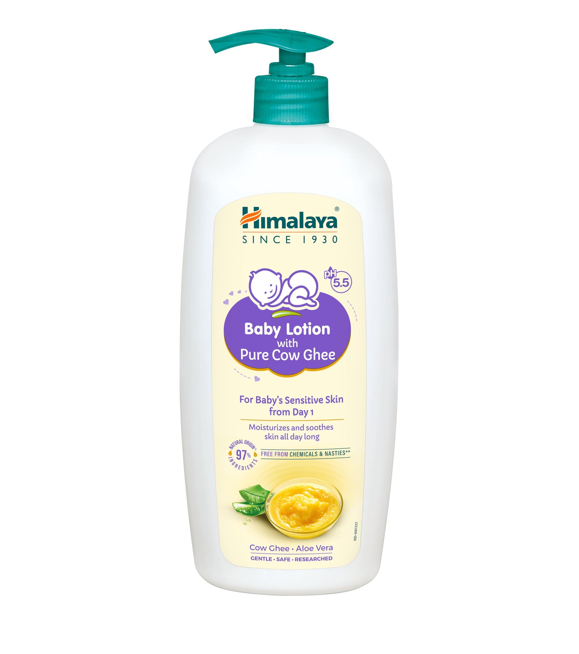 Himalaya Baby Lotion With Pure Cow Ghee 700Ml|Ph5.5|Pure Ghee|Aloe Vera|Safe For Newborns|For BabyS Sensitive Skin|No Parabens|