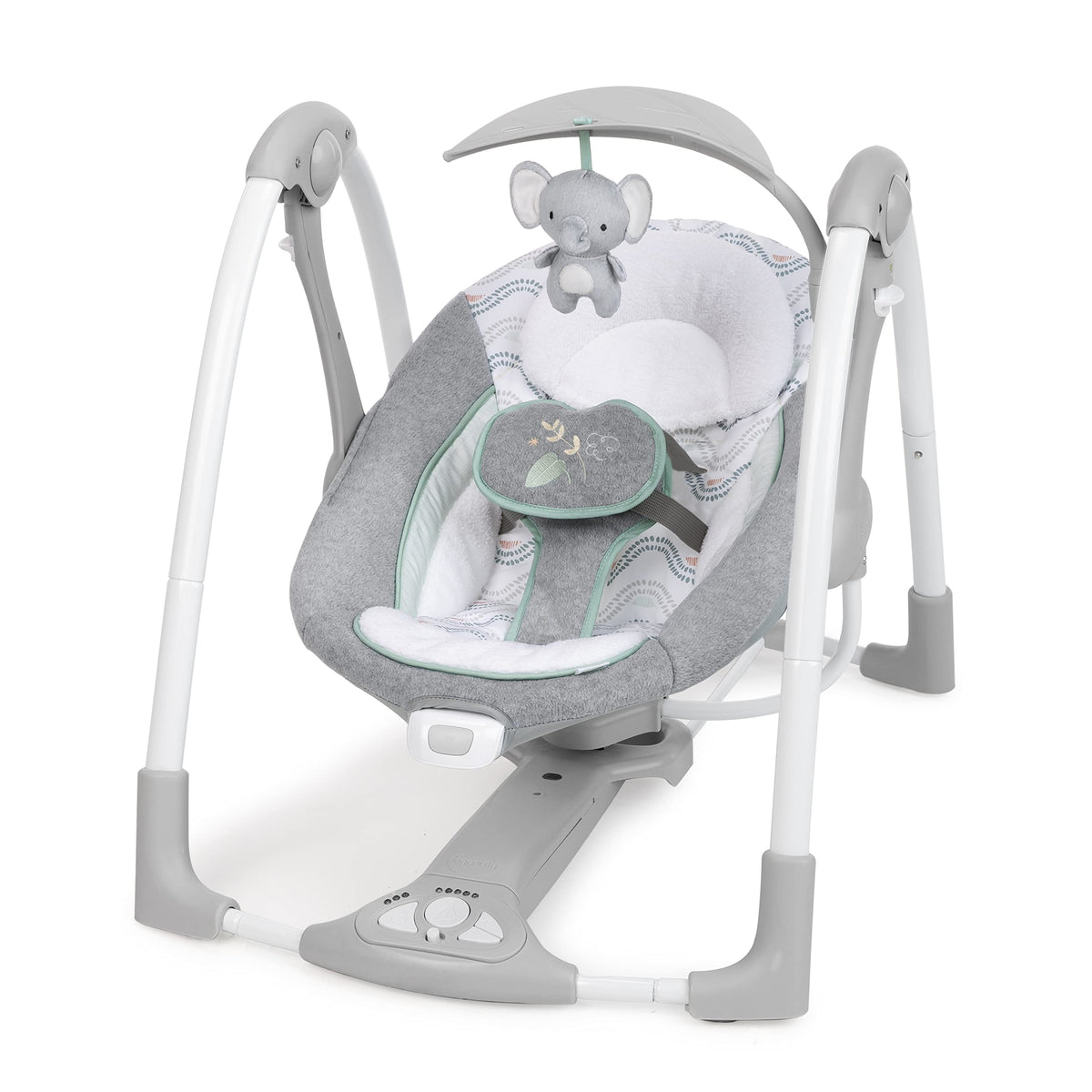 Ingenuity ConvertMe 2in1 Compact Portable Automatic Baby Swing & Infant Seat, BatterySaving Vibrations, Nature Sounds, 09 Mo