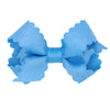 Wee Ones Girls' Classic Grosgrain Hair Bow with Scalloped Edges, No-Slip Hair Clip, Handmade, Copen, Mini