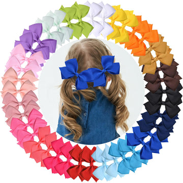 Willingtee 40 Pieces Hair Bows For Girls Big 5 Inch Grosgrain Ribbon Hair Bow Alligator Clips For Girls Teens Toddlers Kids 20 C