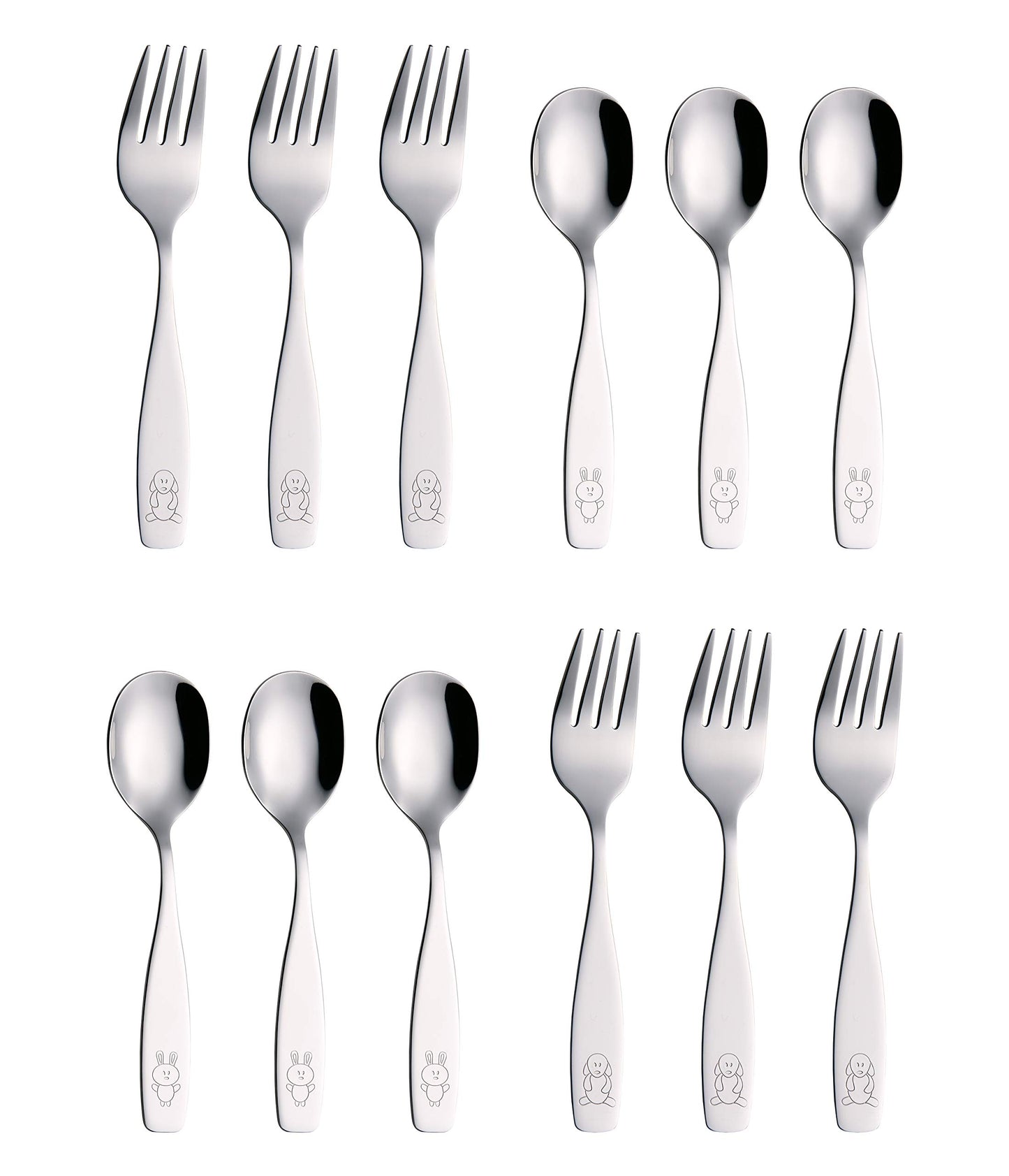 Annova Kids Silverware 12 Pieces Children'S Safe Flatware Set Stainless Steel - 6 X Safe Forks, 6 X Children Dinner Spoons, Todd