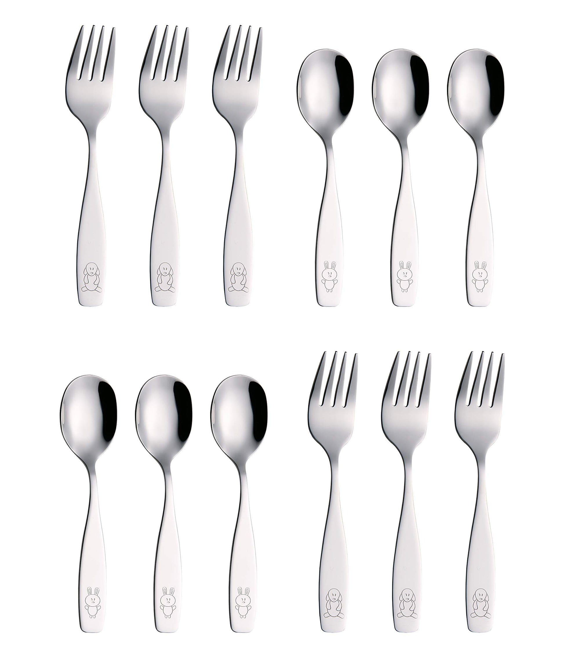 Annova Kids Silverware 12 Pieces Children'S Safe Flatware Set Stainless Steel - 6 X Safe Forks, 6 X Children Dinner Spoons, Todd