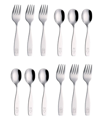 Annova Kids Silverware 12 Pieces Children'S Safe Flatware Set Stainless Steel - 6 X Safe Forks, 6 X Children Dinner Spoons, Todd