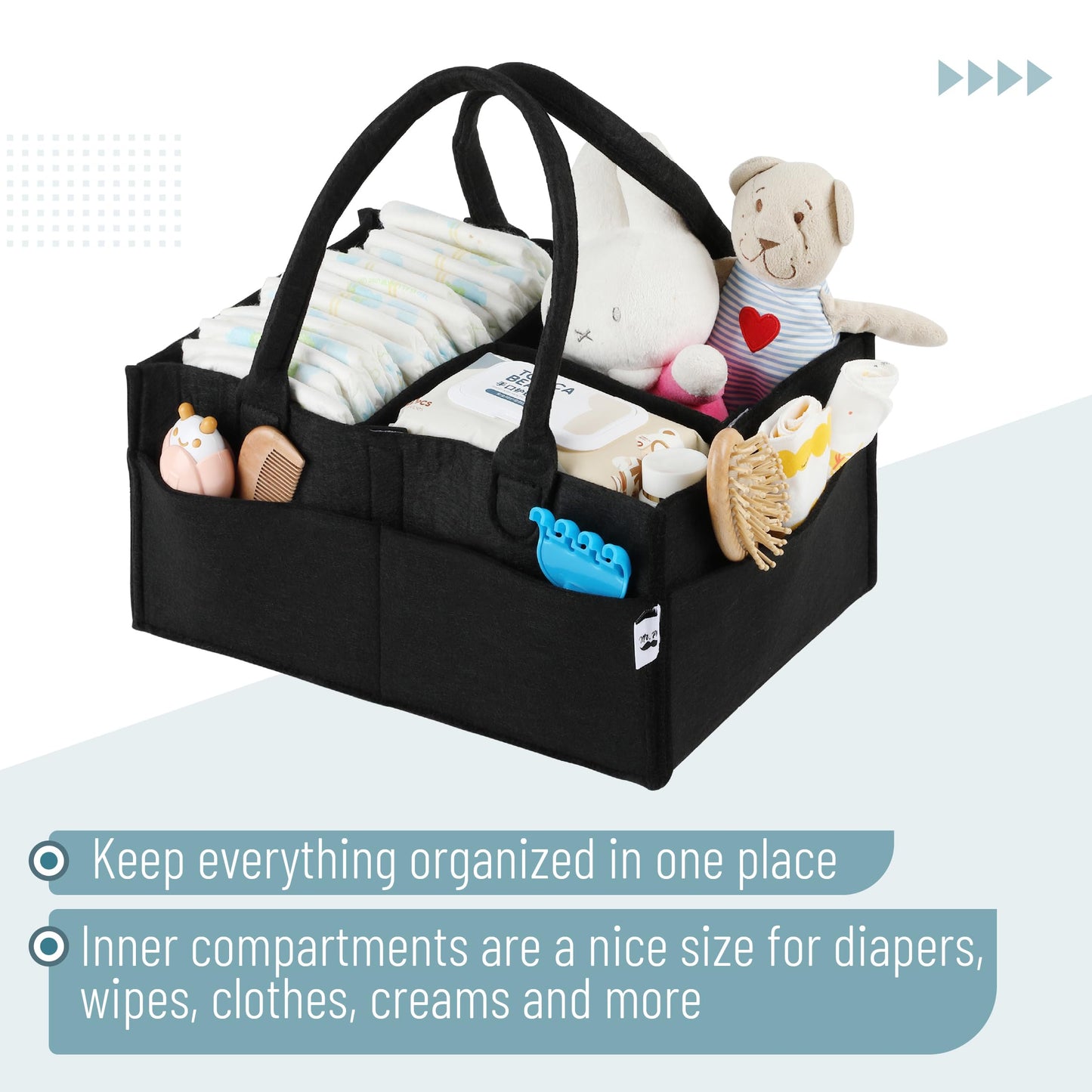 Mr. Pen Baby Diaper Caddy - Black Car Diaper Organizer, Portable Baby Caddy For Nursery & Changing Table