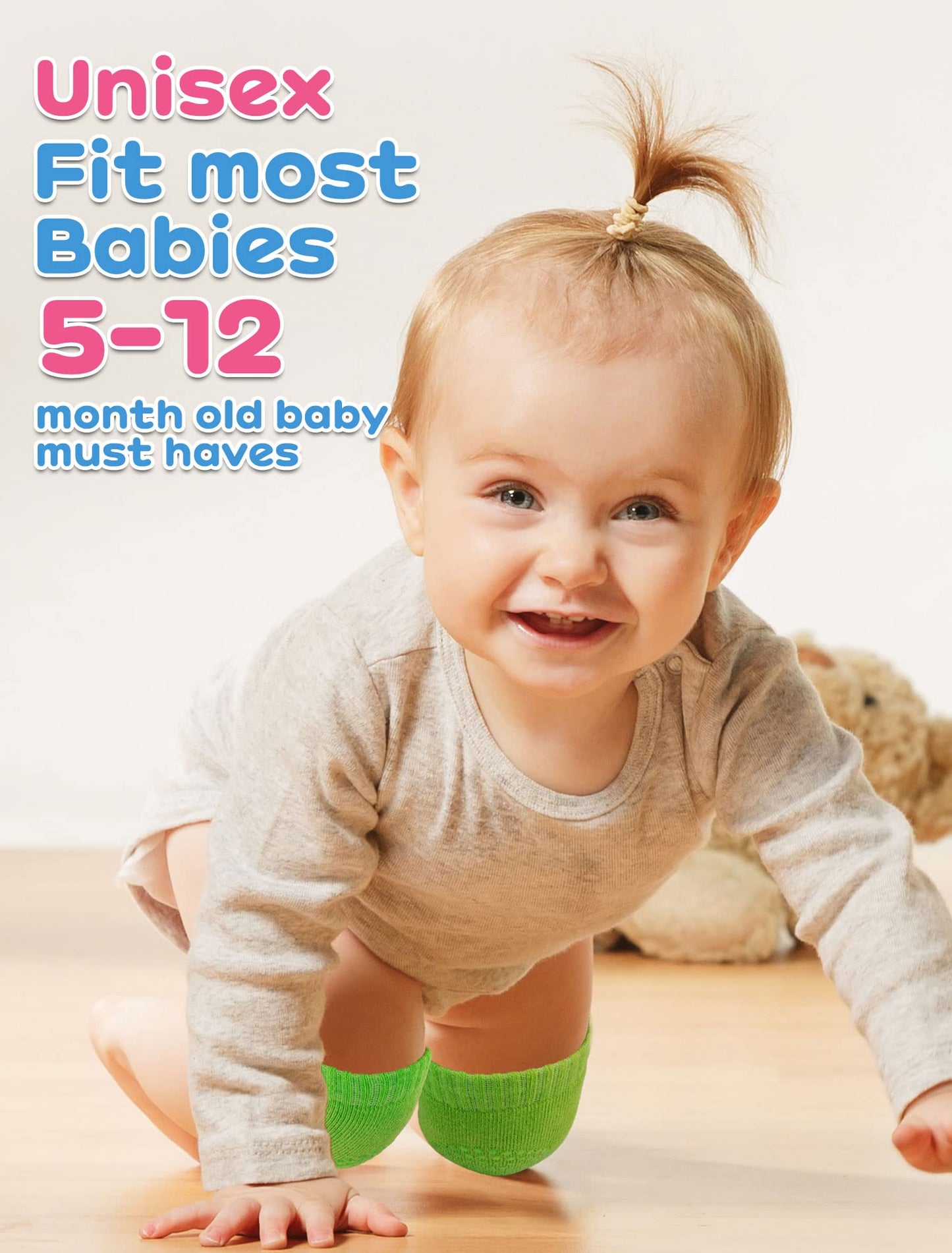 Bosoner Baby Crawling Anti-Slip Knee Pads,Unisex Baby Toddlers Kneepads 5 Pairs