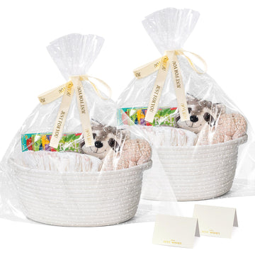 Chicvita White Baskets For Gifts Empty, Small Storage Basket For Towels, Baby Gift Basket For Nursery, Cute Basket For Decor, Wo
