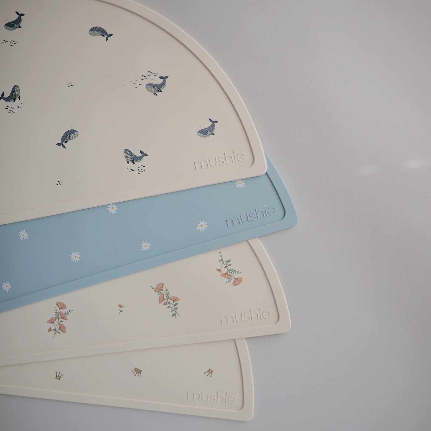 Mushie Silicone Placemat For Kids | Bpa-Free Non-Slip Design (White Daisy)