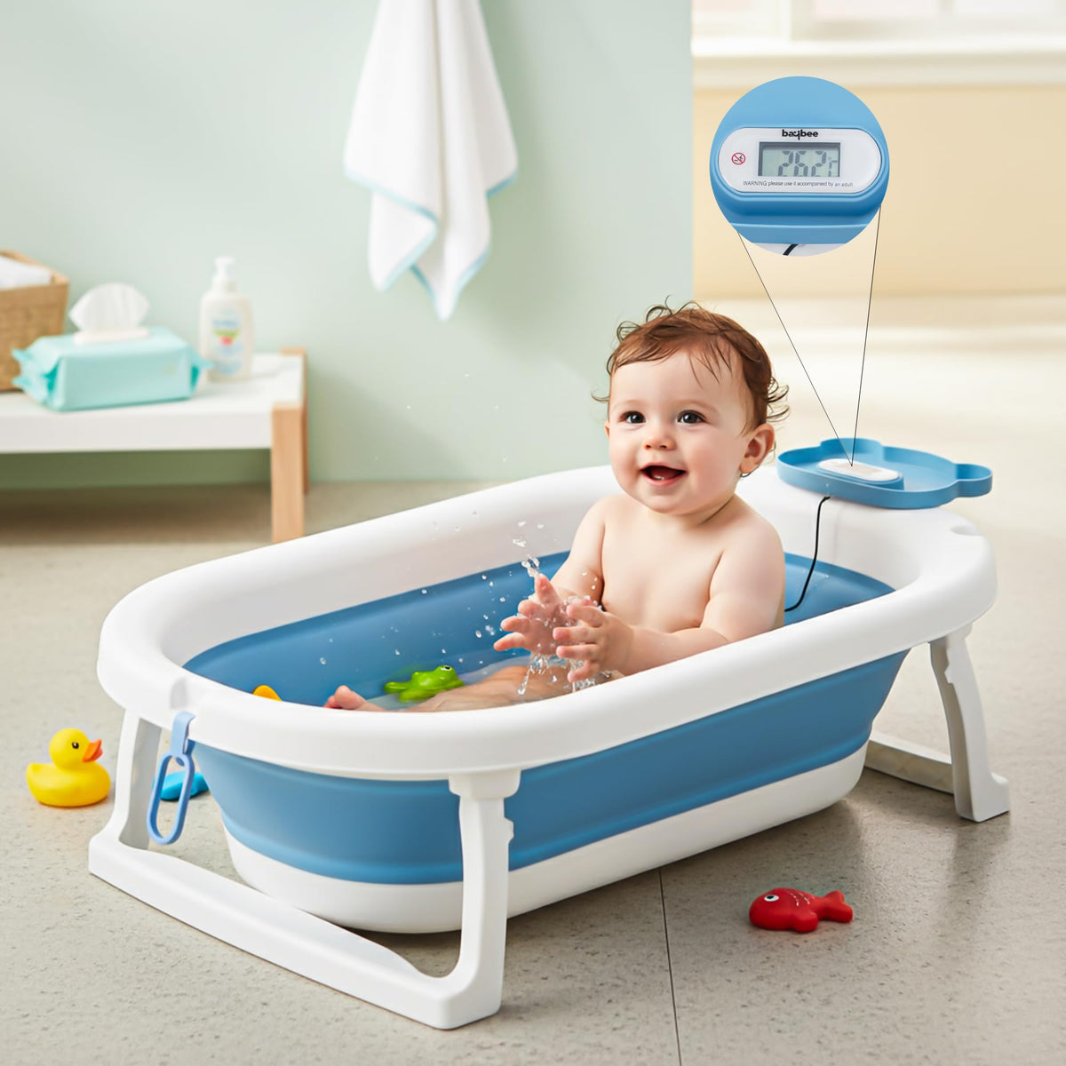 Baybee Tubby Bath Tub For Baby 05 Years, Foldable Baby Bathtub For Kids With Anti Skid Base & Drainer, Space Saving Design, New