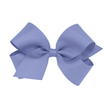 Wee Ones Girls' Classic Grosgrain Hair Bow With Plain Wrap Center On A Weestay Hair Clip, Handmade, Medium Sized Bow, Blue Bird