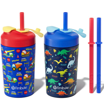 Fimibuke Kids & Toddlers Cups With Straw, 10Oz Spill Proof Sippy Cups For Toddlers, Insulated Stainless Steel Kids Tumblers With