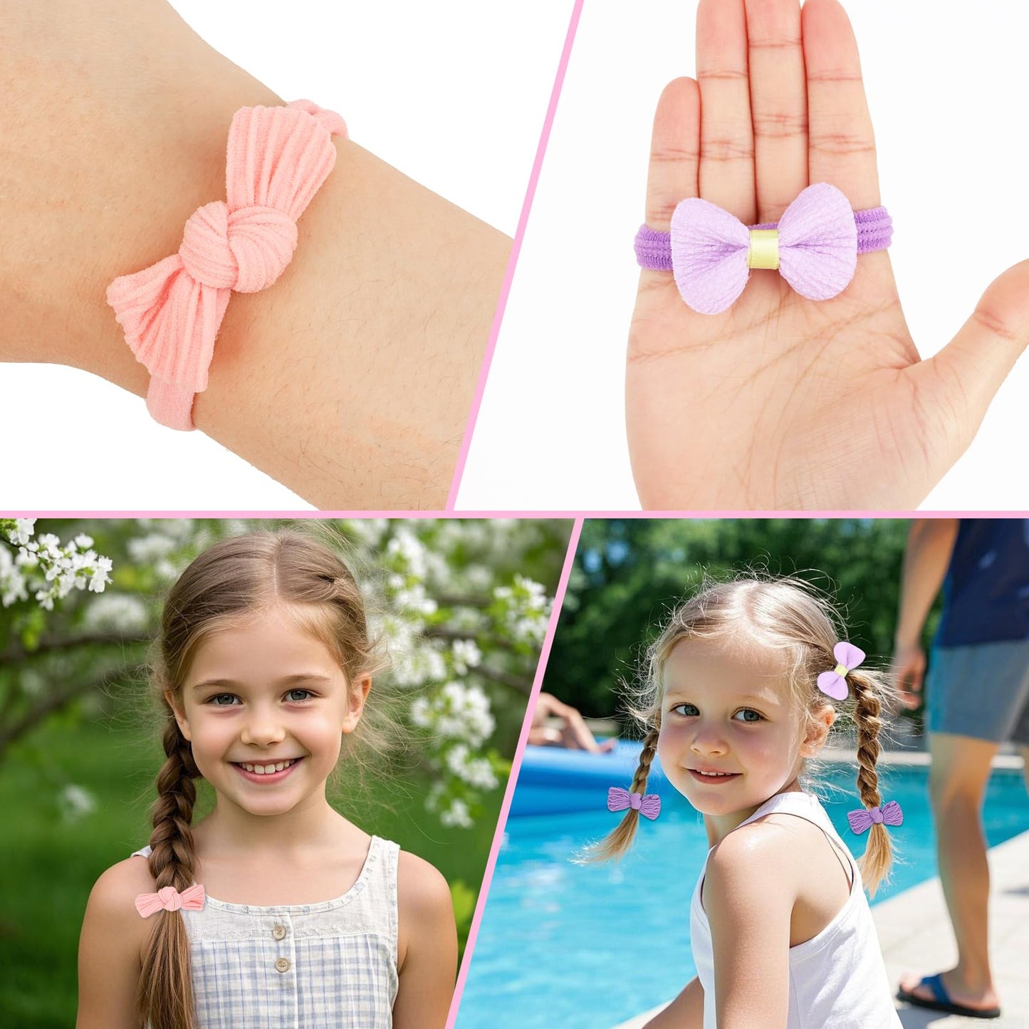 Aco-Uint Toddler Hair Ties 34 Pack Soft Hair Bands For Little Girls Elastics Baby Hair Ties No Damage Cute Candy Colorful Pony T