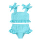 Younger Tree Toddler Girls Two Pieces Swimsuit Color Block Stripe Swimwear Summer Beach Bathing Suit 18M-5T(Blue 18-24 Months)